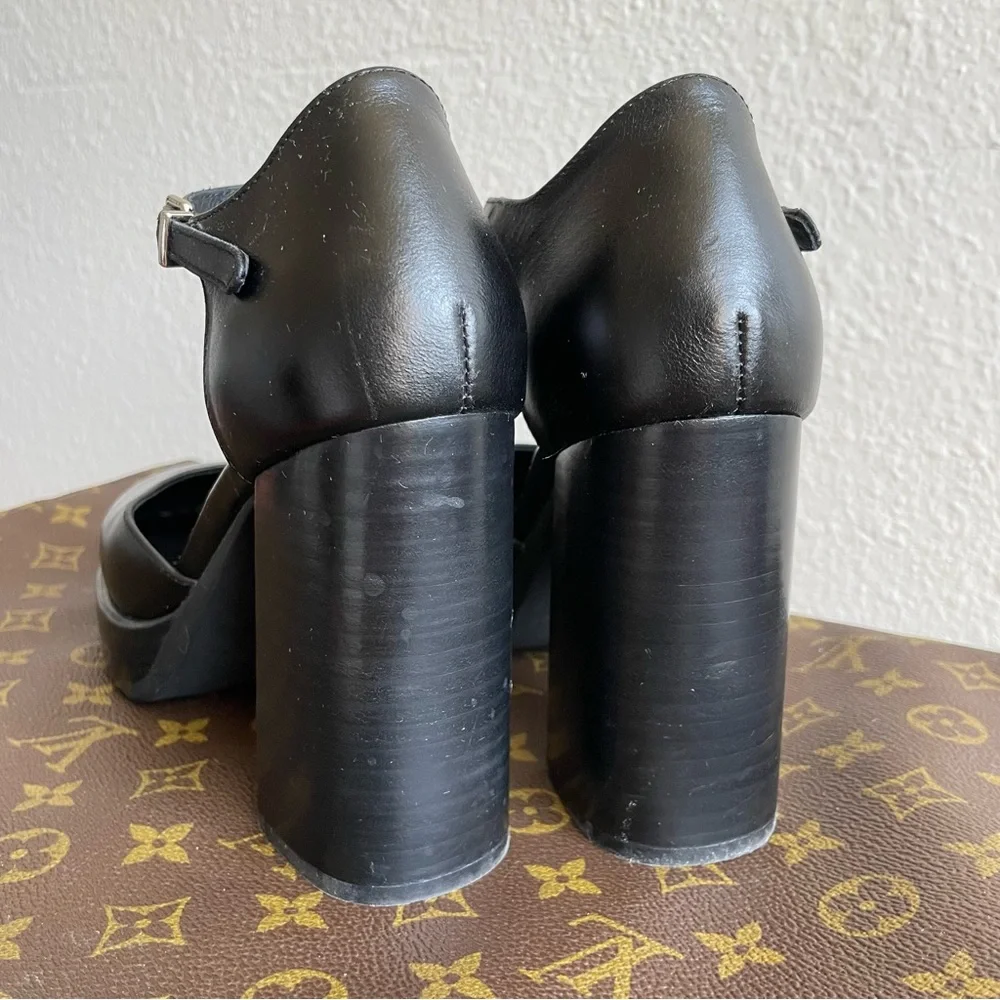 Jeffrey Campbell Black Platform Mary Jane Heels with Ankle Strap
